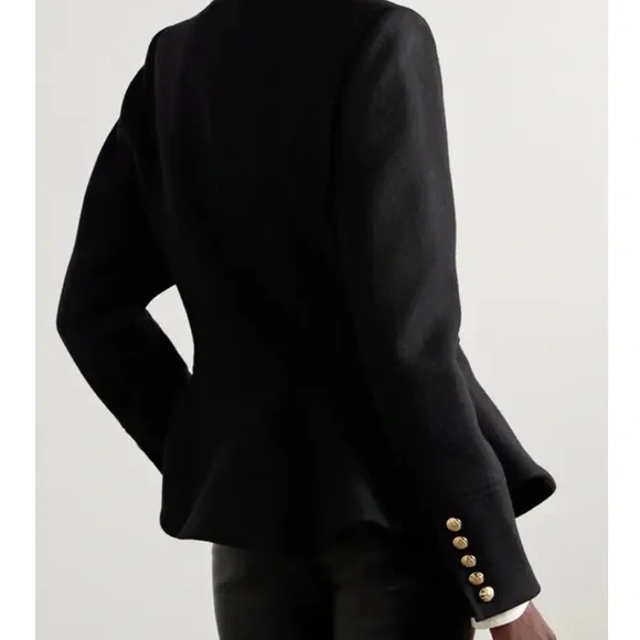 LoveShackFancy Morrow Double-Breasted Wool-Blend Felt Peplum Jacket - Picture 2 of 6